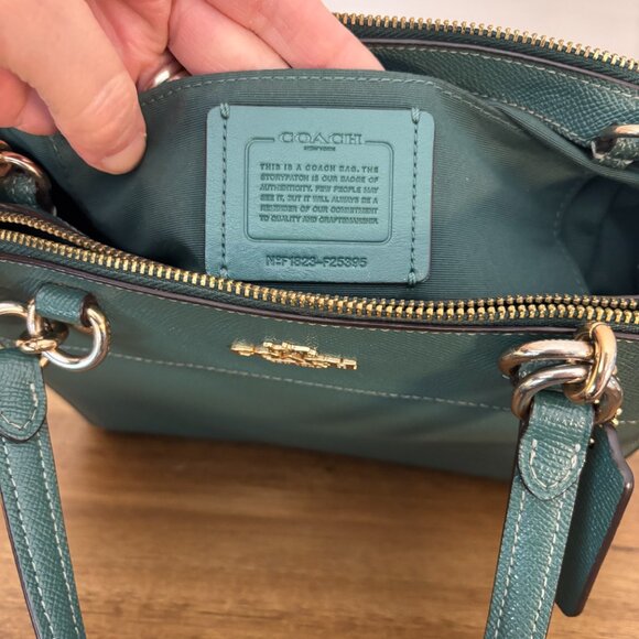 Coach Mini Brooke Dark Green Crossgrain Leather Carryall - Picture 15 of 15